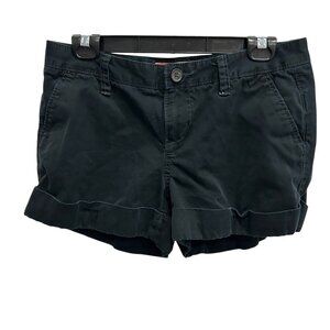 Old Navy Womens Black Low Rise Rolled Hem Cotton Shorts Size 6 Casual